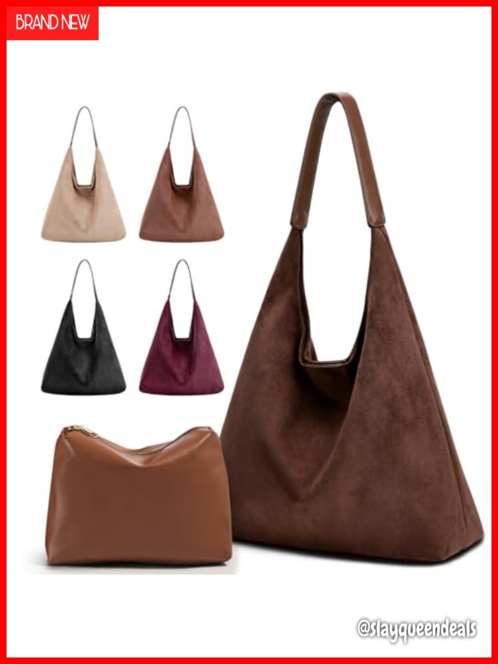 Vegan Leather 2-Piece Purse Set, Slouchy Hobo & Tote Bags